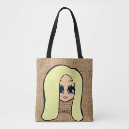 Personlig Caricature Jute Print Tote Blonde Tygkasse