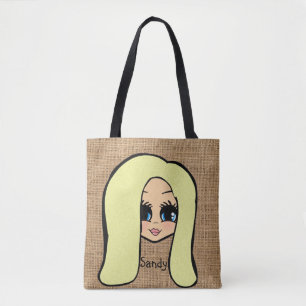 Personlig Caricature Jute Print Tote Blonde Tygkasse