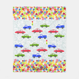 Personlig Cars och Polka dots Fleecefilt