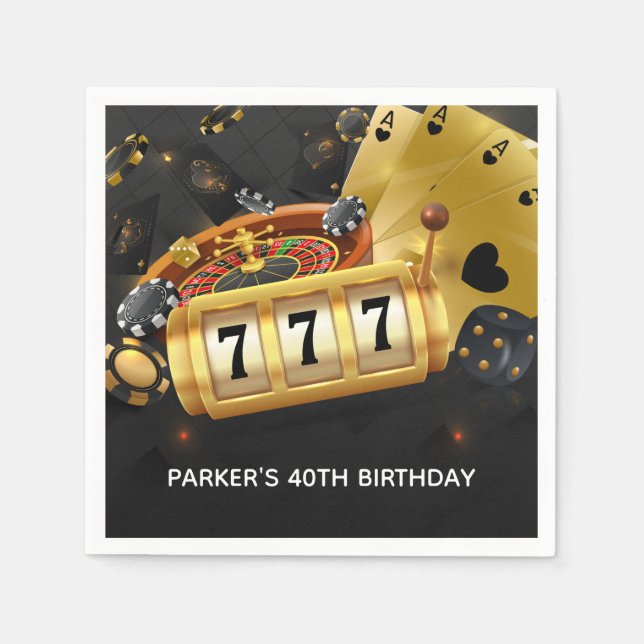 Personlig Casino Night Party Black Guld Pappersservett (Framsidan)