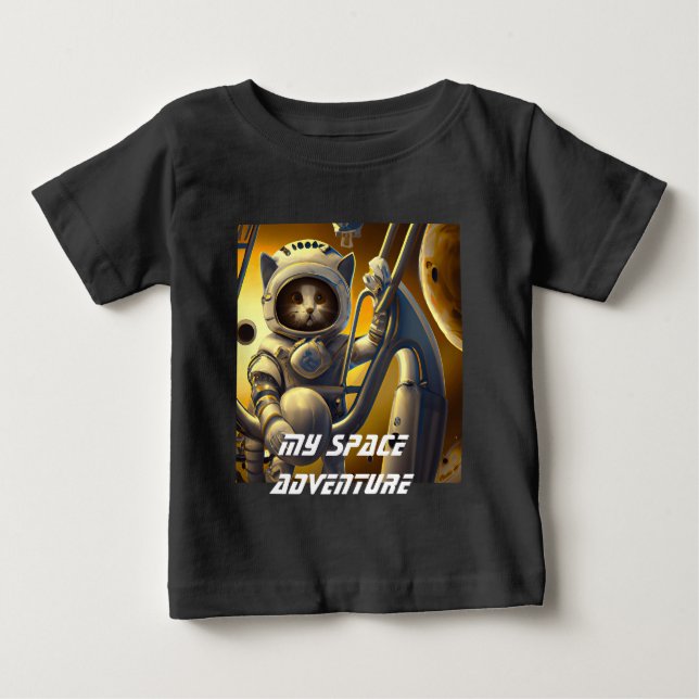 Personlig Cat Astronaut Illustration T-Shirt (Framsida)