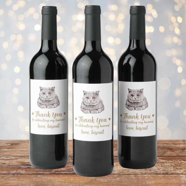 Personlig Cat Bröllop Vinflaska Etikett (Skapare uppladdad)