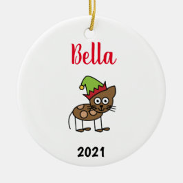 personlig cat christmas julgransprydnad keramik