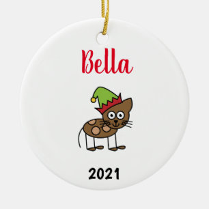 personlig cat christmas julgransprydnad keramik
