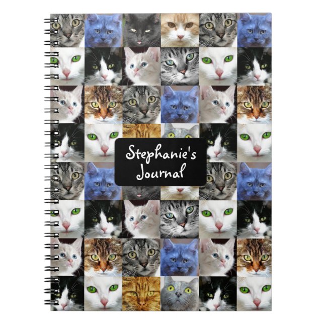 Personlig Cat Collage Journal Anteckningsbok Med Spiral (Framsidan)