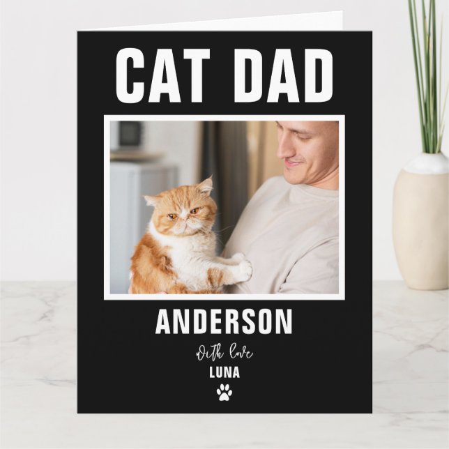 Personlig Cat Dad Anpassad Fotokort Kort (Framsida)