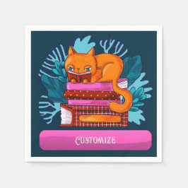 Personlig Cat Godkänd Bokar Teal Pappersservett