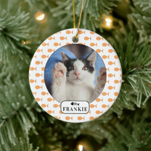 Personlig Cat Goldfish Pet Photo Julgransprydnad Keramik