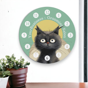 Personlig Cat Grooming Salon Stor Klocka