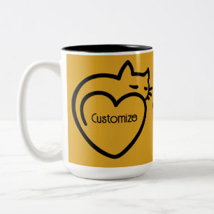 Personlig Cat Kärlek Black Logotyp Två-Tonad Mugg