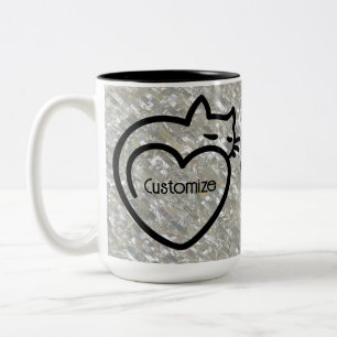 Personlig Cat Kärlek Black Logotyp Två-Tonad Mugg