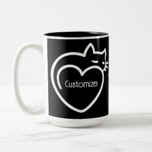 Personlig Cat Kärlek White Logotyp Två-Tonad Mugg