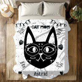 Personlig Cat Mamma Cute och Mysiga Cat Lovers Fleecefilt