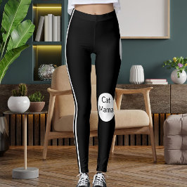 Personlig Cat Mamma White Black Stripe Snyggt Leggings