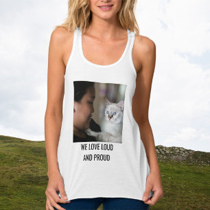 Personlig Cat Mom Familj Söt Foto Vit Linne Med Racerback