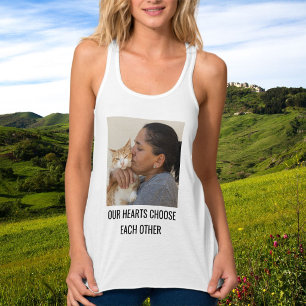 Personlig Cat Mom Trendig Familj Husdjur Foto Vit Linne Med Racerback