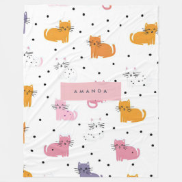 Personlig Cat Mönster med Polka dots Fleecefilt