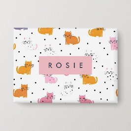 Personlig Cat Mönster med Polka dots Knapp