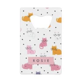 Personlig Cat Mönster med Polka dots Kreditkort Flasköppnare