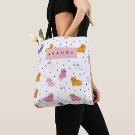 Personlig Cat Mönster med Polka dots Tygkasse