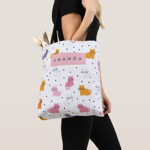 Personlig Cat Mönster med Polka dots Tygkasse