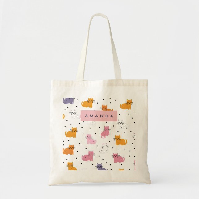 Personlig Cat Mönster med Polka dots Tygkasse (Framsidan)