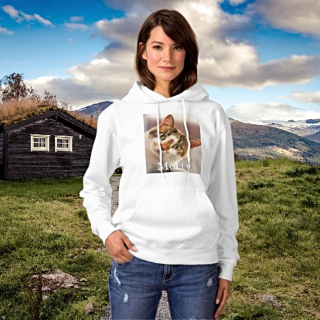 Personlig Cat Namn och Photo Hoodie T Shirt (Skapare uppladdad)