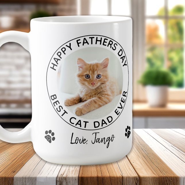 Personlig Cat Pappa Pet Photo Lycklig Fars dag Kaffemugg (Skapare uppladdad)