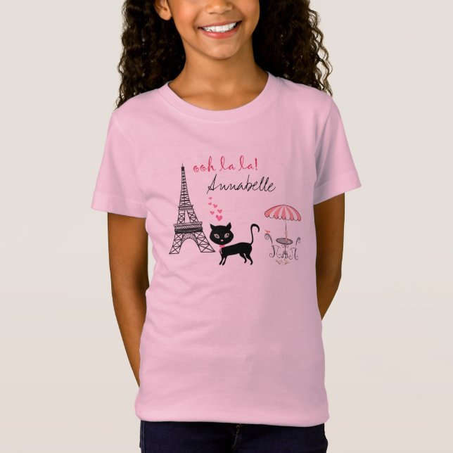 Personlig Cat Paris T-Shirt (Framsida)