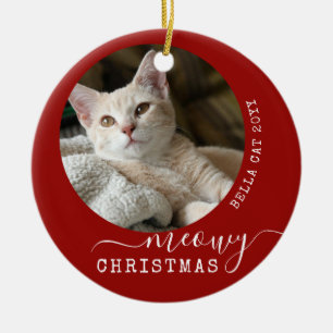 Personlig Cat Photo Meowy jul - unik Julgransprydnad Keramik