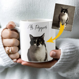 Personlig Cat Photo och Namn Kaffemugg