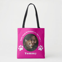 Personlig Cat Tote Bag - Anpassningsbar Photo & Na Tygkasse