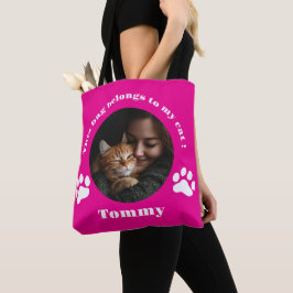 Personlig Cat Tote Bag - Anpassningsbar Photo & Na Tygkasse