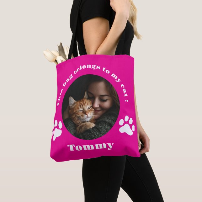Personlig Cat Tote Bag - Anpassningsbar Photo & Na Tygkasse (Närbild)