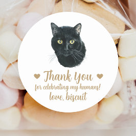 Personlig Cat Wedding Favor Stickers Runt Klistermärke