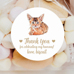 Personlig Cat Wedding Favor Stickers Runt Klistermärke