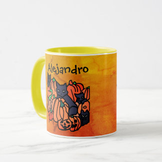 Personlig Cats and Pumpkins in Halloween Mugg