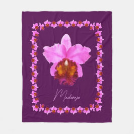 Personlig Cattleya Orchid Motif-utskrift Fleecefilt