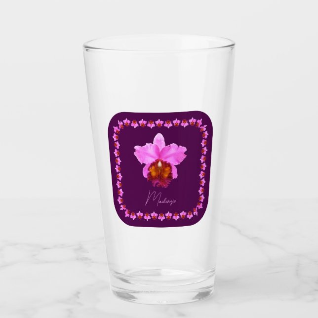 Personlig Cattleya Orchid Motif-utskrift Glaskopp (Framsida)