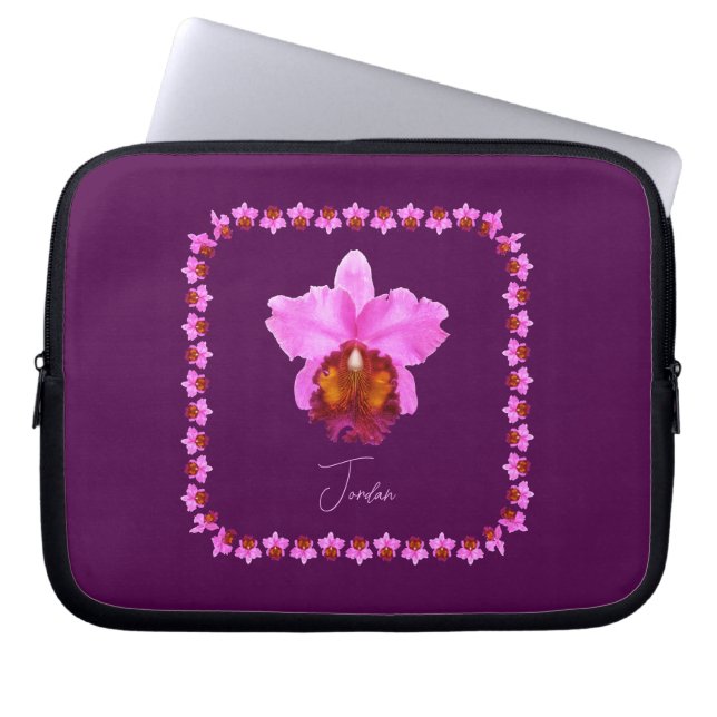 Personlig Cattleya Orchid Motif-utskrift Laptop Fodral (Framsidan)