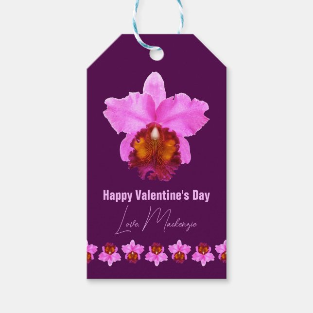 Personlig Cattleya Orchid Motif-utskrift Presentetikett (Framsidan)