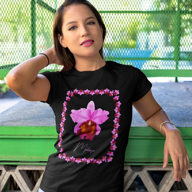 Personlig Cattleya Orchid Motif-utskrift T Shirt (Skapare uppladdad)