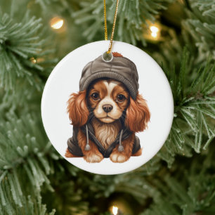 Personlig Cavalier Kung Charles Spain Hund Art Julgransprydnad Keramik