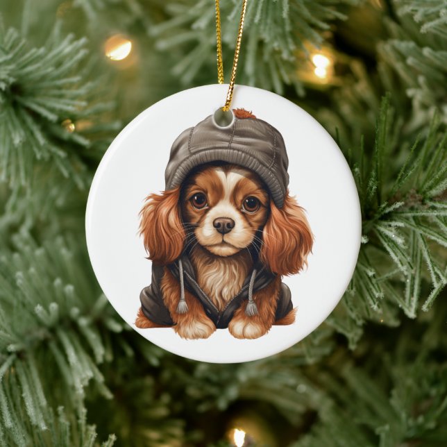 Personlig Cavalier Kung Charles Spain Hund Art Julgransprydnad Keramik (Träd)
