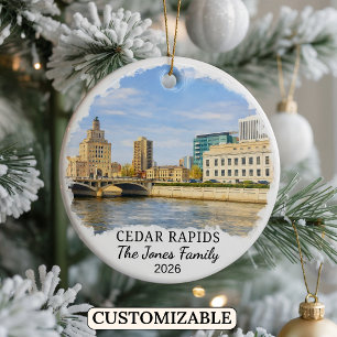 Personlig Cedar Rapids-ornament, Anpassad Iowa Julgransprydnad Keramik