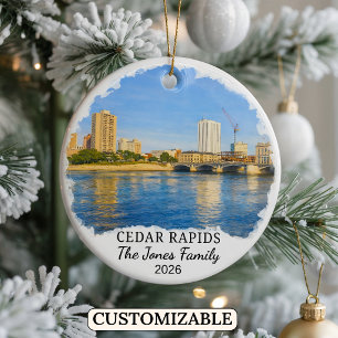 Personlig Cedar Rapids-ornament, Anpassad Iowa Julgransprydnad Keramik