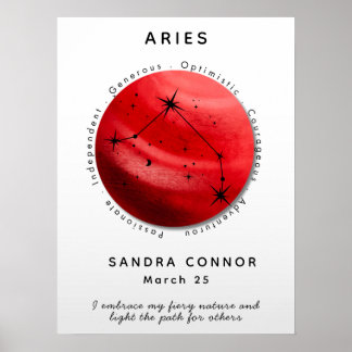 Personlig Celestial Aries Zodiac Sign Tribute Poster