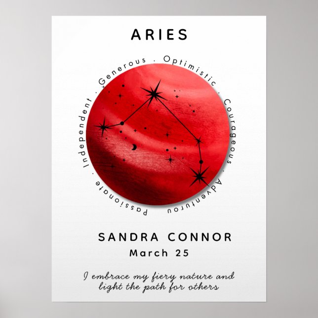Personlig Celestial Aries Zodiac Sign Tribute Poster (Framsidan)