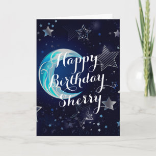 Personlig Celestial Måne födelsedagskort Kort