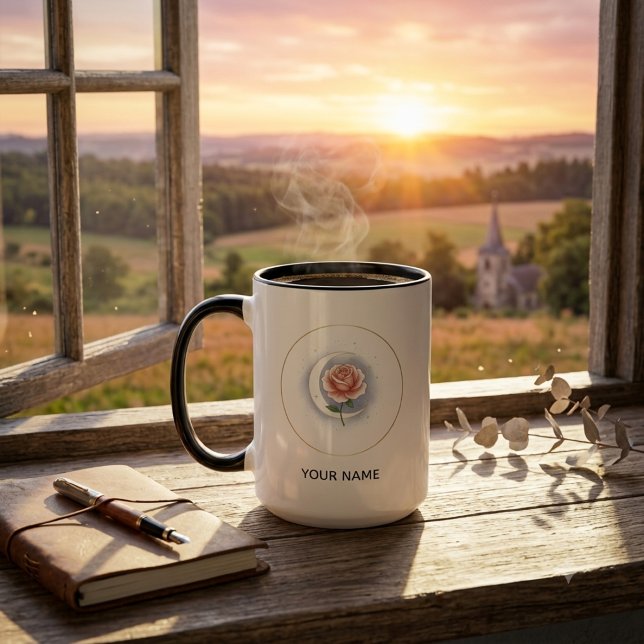 Personlig Celestial Rose & Moon Mugg - Anpassad Na (Skapare uppladdad)